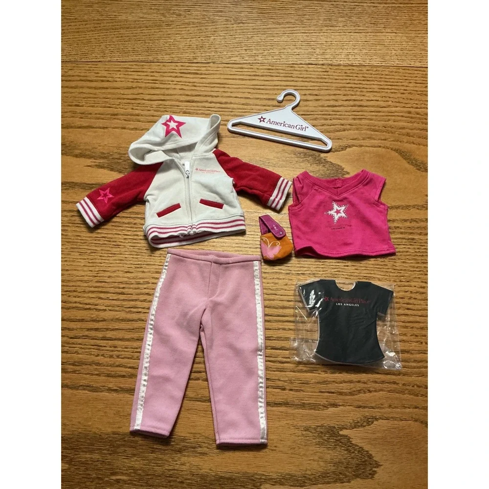 American Girl Place Los Angeles Doll Outfit Hoodie Pants Tank Tee Hanger not pad